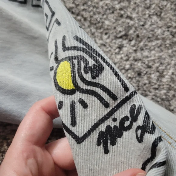 BROOKLYN CLOTH SIZE S BLUE DENIM JEAN JACKET GRAFFITI NEW YORK ALIEN ROSE - Picture 9 of 16